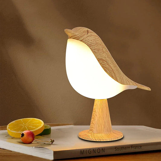 Fin – Lampada Notturna LED a Forma di Uccellino in Legno